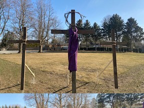 Crosspoint Community Church at 150 Concession Street West will have an Easter display set up on the lawn to go along with a short radio program that can be listened to on 87.9 FM, starting March 25. (Submitted)