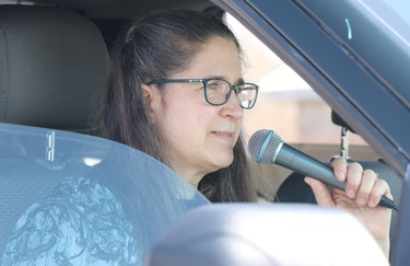 Franceline Burton broadcasts the rosary over the radio on Saturday, April 3, 2021 in Sault Ste. Marie, Ont. (BRIAN KELLY/THE SAULT STAR/POSTMEDIA NETWORK)