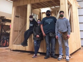 EHS senior construction students were able to work on their current project, a 10x10 bunkie before the return to online learning, gaining a wealth of knowledge in the field.