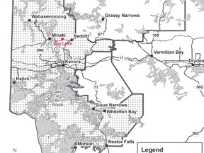 A Minsitry of Natural Resources and Forestry map with Ena Lake highlighted in red.