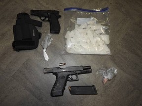 A loaded handgun, drugs and an Airsoft handgun were seized in a Tuesday drug bust, police say. (Submitted)