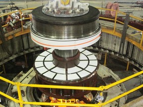 Repairing or rebuilding a teflon coated oil thrust bearing for a large generator is common practice for Hydro Tech Inc.   Photo Supplied