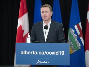 Alberta Health Minister Tyler Shandro. In a letter leaked to Postmedia, Shandro said the federal government should follow a recommendation by an expert advisory panel calling for the elimination of the three-day hotel isolation order, that's then followed by a 14-day home quarantine.