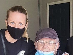 Amanda Nelson plans to run 142 kilometres (88 miles) in Woodstock Saturday to raise money for the Alzheimer's Society of Oxford in honour of her grandfather, Jim Haas. (Alzheimer's Society of Oxford)