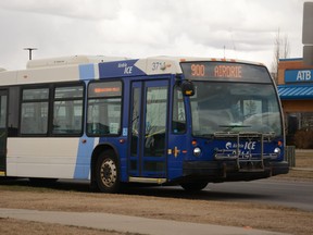 An Airdrie bus drives down Main Street. The Free Youth Transit Ridership Program isn't returning in 2021, but other programs are being worked on by Airdrie Transit and Genesis Place.