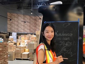 Beaumont artist Chloe Heeseok Oh, creating art at a local grocery store.
(Supplied by Artists' Association of Beaumont)