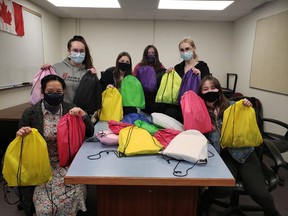 The Claw Crew at John Maland High School created Hope Bags for their fellow students and teachers, passing them out to raise spirits around the school.
(Supplied by Keri Helgren)