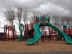Playground equipment at Marathon Beach is seen empty, Friday afternoon. Playgrounds are set to close as part of a new set of province-wide COVID-19 restrictions being put in place by the Ontario government. Michael Lee/The Nugget