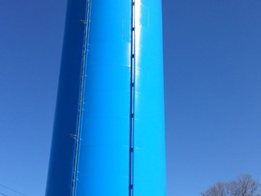 The naming logos on the newly refurbished and repainted Southampton water tower (above), and the new tower in Port Elgin will be chosen by the public in a voting poll open until April 23. [Frances Learment]