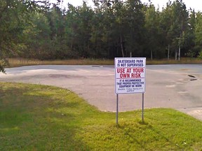Photo of the current skatepark in Timmins on Pine Street South - a screenshot from Google Street View.