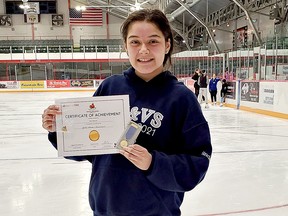 Emily Sinclair, a member of the Timmins Porcupine Figure Skating Club, recently passed her Gold Artistic test at the March Assessment Day in Timmins in March. SUBMITTED PHOTO