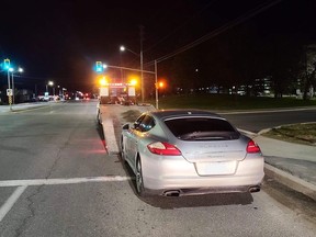Police towed away a vehicle from Notre Dame Avenue after it was clocked travelling at 125 km/hr in a 60 km/hr zone. The driver is charged with excessive speed.