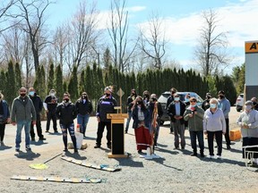 Many community members gathered for ceremony at the decommissioning ceremony.