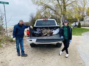 Dan Hunter and Caden Jacobson cleaned up some beach area in Kincardine. SUBMITTED