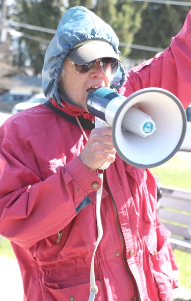 Stand for Freedrom demonstration at Bellevue Park in Sault Ste. Marie, Ont., on Friday, April 30, 2021. Ian Hoover speaks. (BRIAN KELLY/THE SAULT STAR/POSTMEDIA NETWORK)