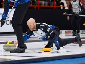 Courtesy Curling Canada

Brad Jacobs delivers a shot in Grand Slam of Curling action