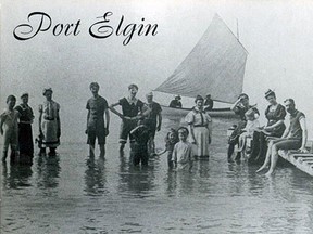 An application for a development permit for the proposed $7-$10 million Cedar Crescent Village requires additional scientific data according to the Saugeen Valley Conservation Authority. The Port Elgin shoreline has been popular since 1909 - as shown in this postcard in Cedar Crescent Village marketing information. [Cedar Crescent Village]