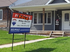 A house with a sold sign out front in Owen Sound on Tuesday, April 13, 2021. ROB GOWAN
