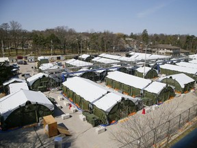 Sunnybrook Hospital's COVID field hospital is pictured on April 7, 2021.
