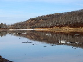 Ice floats down the Clearwater River on Wednesday, April 21, 2021. Laura Beamish/Fort McMurray Today/Postmedia Network