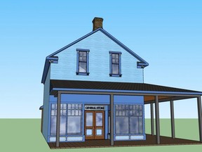 An image of the planned general store to be built in the Moreston Heritage Village at Grey Roots Museum and Archives near Rockford.