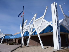 Peace Wapiti Academy in Grande Prairie,on March 31, 2020.  There were a dozen confirmed COVID-19 cases at six public schools in the Peace Wapiti Public School Division over the Easter break, including two cases at PWA.