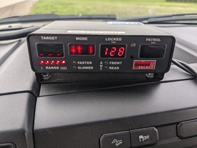 Chatham-Kent police said a 28-year-old Dover Township man was recorded driving 128 km/h in an 80 km/h zone on Jacob Road on Tuesday, April 20, 2021. (Chatham-Kent Police Service Photo)