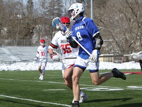 Eric George (18-years-old) of Stony Plain was recently recognized as Conference Carolinas' "Offensive Player of Week" and named to the United States Intercollegiate Lacrosse Association's (USILA)/Dynamic Division II Team of the Week. Photo provided by Chowan University.