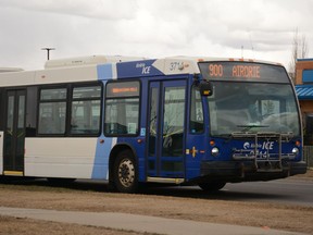 An Airdrie bus drives down Main Street. Photo by Riley Cassidy