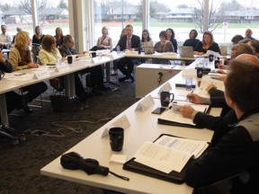 The counties' board of health is shown in a 2019 photo. During an April 7 meeting the board, which has since undergone some changes in membership, voted against higher priority for vaccination of education workers.