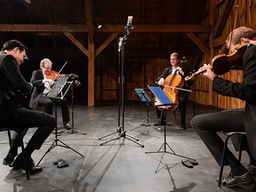 The New Orford String Quartet records at The Barn at Westben Theatre near Campbellford. Westben'snext Digital Concert at The Barn is scheduled for this Saturday at 7 p.m., as the New Orford String Quartet performs one of Beethoven's late period masterpieces. STEPHEN DAGG