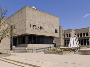 Brantford City Hall in downtown Brantford, Ontario. Photographed on Friday April 23, 2021. Brian Thompson/Brantford Expositor/Postmedia Network