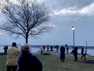 Congregants remain masked and physically distant during an Easter sunrise service at Centeen Park on Sunday morning. (RONALD ZAJAC/The Recorder and Times)