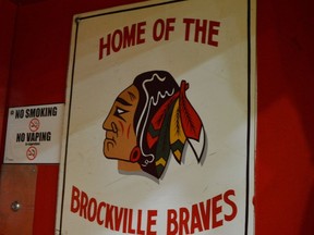 Brockville Jr. A Braves dressing room door at the Memorial Centre.
File photo/The Recorder and Times