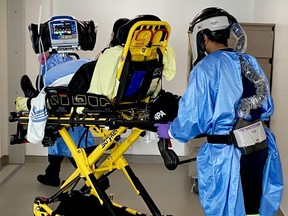 A patient is transferred to Brockville General Hospital from the Greater Toronto Area on April 23. (SUBMITTED PHOTO)