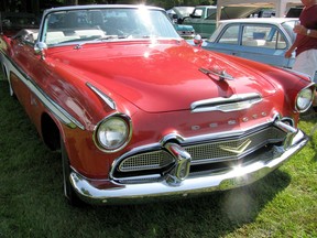 Keith Hensley of Farmington, Michigan had his 1956 DeSoto Fireflite convertible on display at the Old Autos car show in Bothwell in August 2014. Peter Epp photo