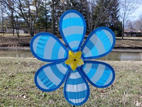 Flower pinwheels like this one will be out along Chatham trails May 29 for Alzheimer Society of Chatham-Kent's Forget-Me-Not Scavenger Hunt. (Handout/Postmedia Network)