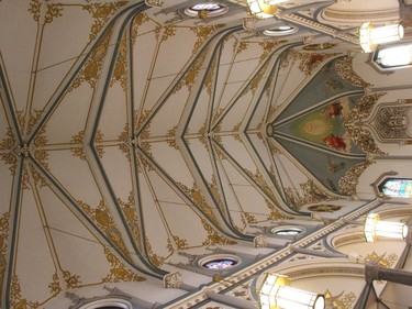 A portion of the ceiling at St. Finnan's Basilica. Photo on Friday, April 9, 2021, in Alexandria, Ont. Todd Hambleton/Cornwall Standard-Freeholder/Postmedia Network