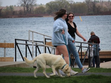 Walking, fishing, boating and just relaxing - it was all happening at the Morrisburg waterfront. Photo on Saturday, April 24, 2021, in Morrisburg, Ont. Todd Hambleton/Cornwall Standard-Freeholder/Postmedia Network