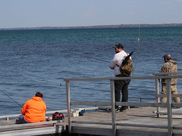 Fishing in Lake St. Francis, at the South Lancaster Wharf. Photo on Saturday, April 24, 2021, in South Lancaster, Ont. Todd Hambleton/Cornwall Standard-Freeholder/Postmedia Network