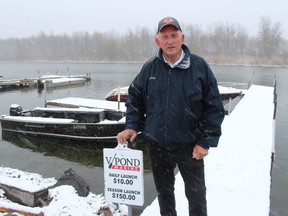 Cornwall's Lionel Poirier, at the launch point for his perch fishing outings on the St. Lawrence River. Photo on Wednesday, April 21, 2021, in Summerstown, Ont. Todd Hambleton/Cornwall Standard-Freeholder/Postmedia Network