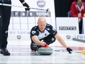 Sportsnet file photo

The Sault's Brad Jacobs delivers a rock in Grand Slam of Curling action