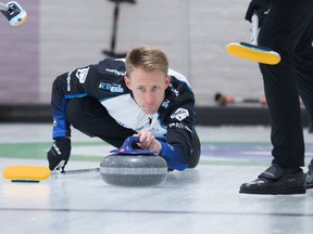 Anil Mungal/Sportsnet

Marc Kennedy of Team Brad Jacobs delivers a stone in Grand Slam of Curling competition