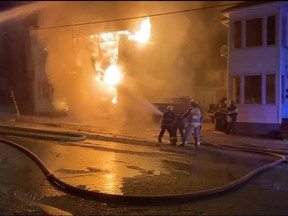 A fire near the intersection of Allen Ave. and Second Street had Kirkland Lake fire crews busy Friday night. No one is believed to have been injured but no official details are yet available.