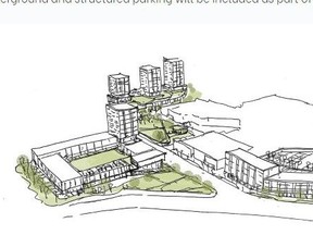 This image shows what Masonville Place mall could look like if residential towers are added on what's now its parking lot.