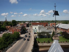 The view of downtown Pembroke, look west along Pembroke Street from the top of city hall.