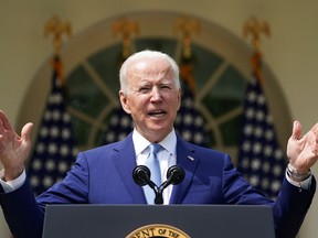 U.S. President Joe Biden announces executive actions on gun violence prevention in the Rose Garden at the White House in Washington, D.C., on April 8, 2021.