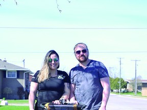 Amanda Lambert, CEO of Strong Minds, her partner Shane Alberta and their six-month-old son, Vexton prepare for the 4th Annual Run for Change charity event planned for Saturday, May 8. ALLANA PLAUNT/SAULT THIS WEEK