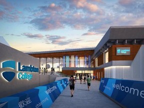 This artist's rendition shows improvements planned for the west entrance at Lambton College.