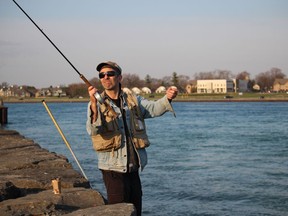Garry Last of Sarnia tries his luck in the St. Clair River Thursday morning near the Blue Water Bridge in Point Edward. The Bluewater Anglers club, which operates a nearby fish hatchery, is hosting the Blue Coast Walleye Challenge fishing contest June 4 to 13.